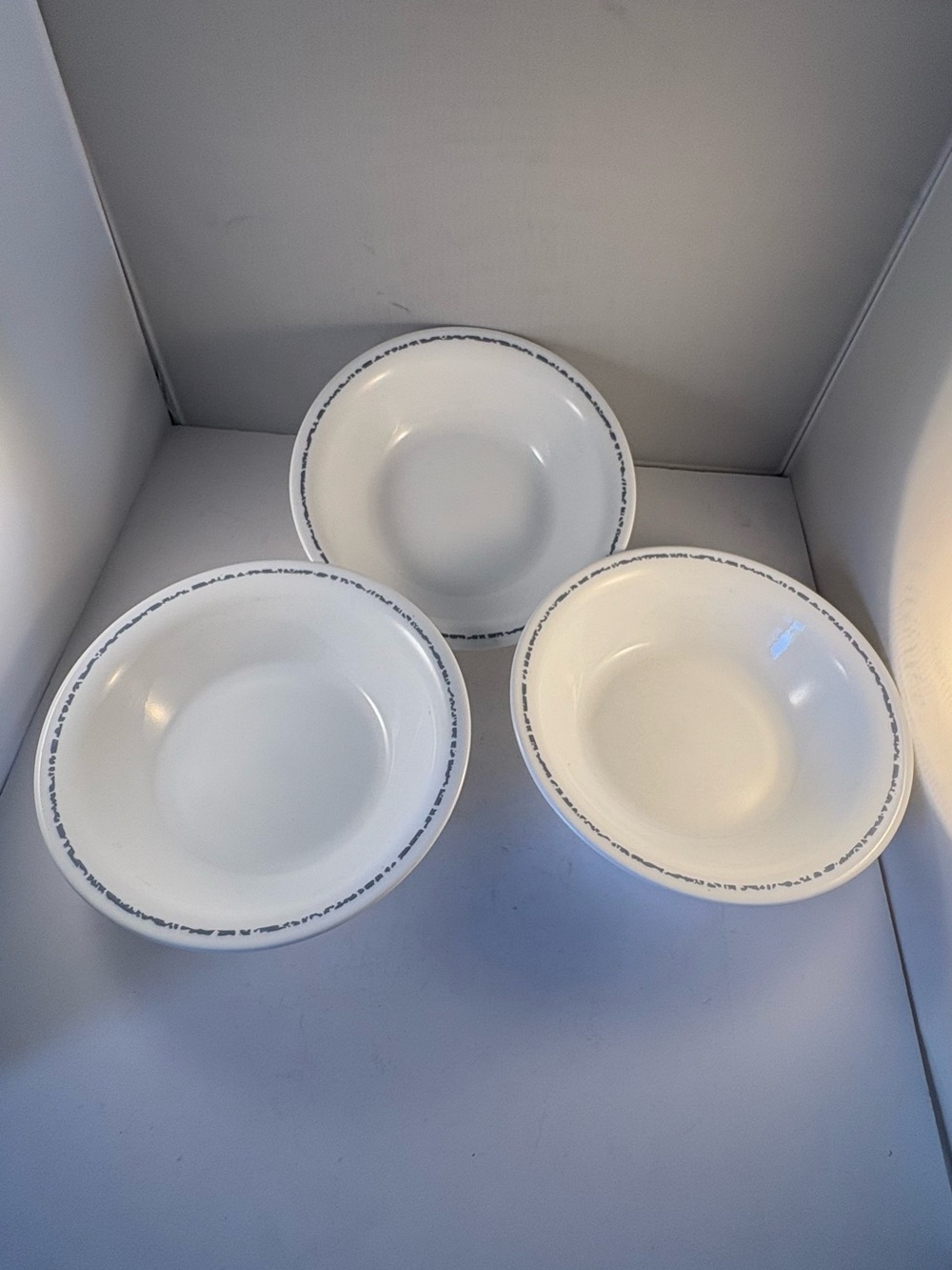 Lot of 3 Corelle Blue Sponge Hearts Cereal Soup Bowls 7.25" Spry Blue Replace
